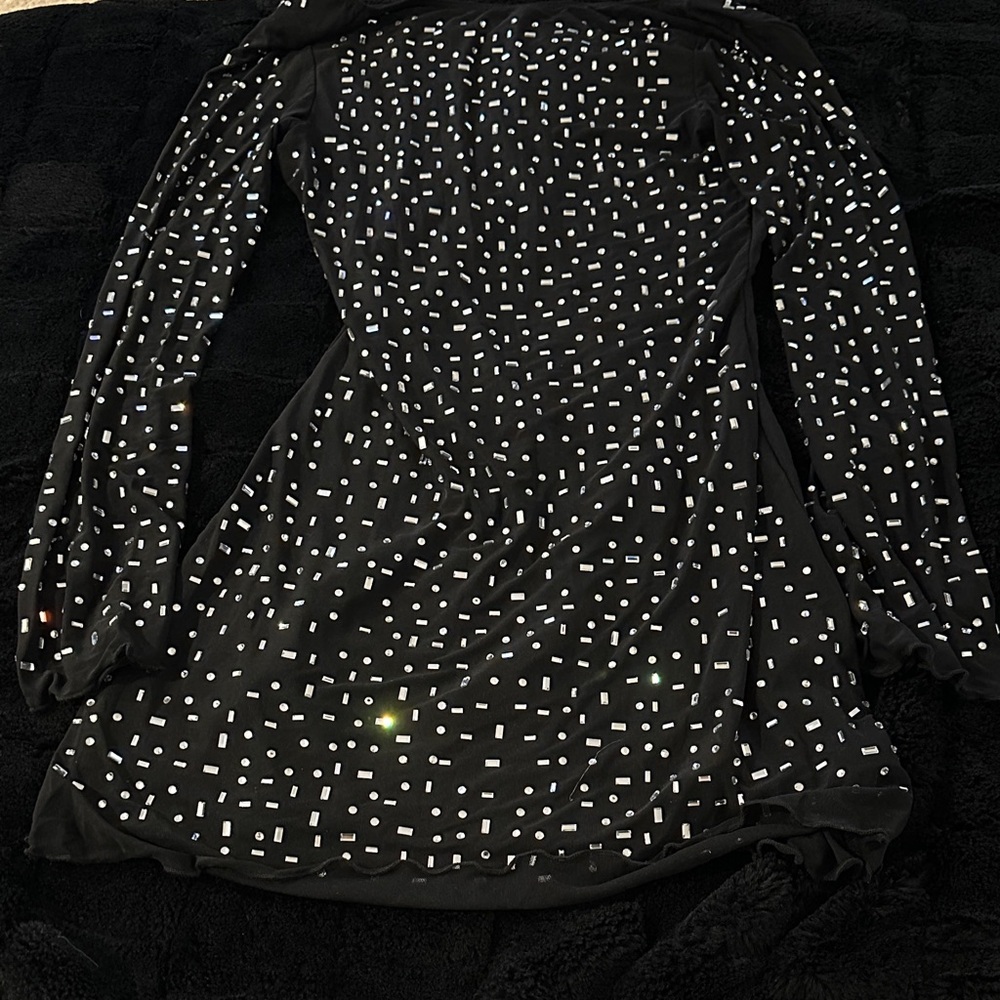 SHEIN Black Long Sleeve Dress with White Accents